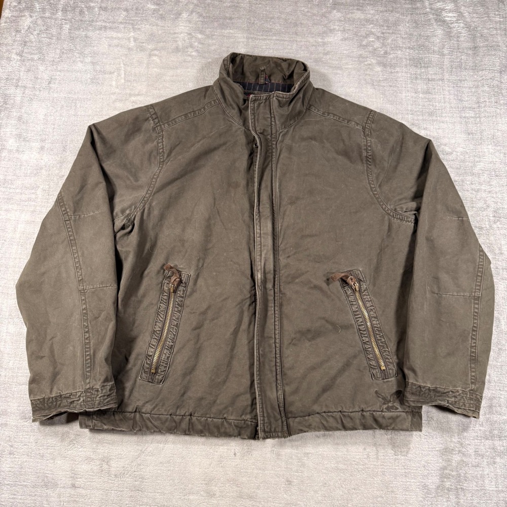 American Eagle Jacket Mens 2XL Green Cotton Y2K Hearington Bomber Distressed